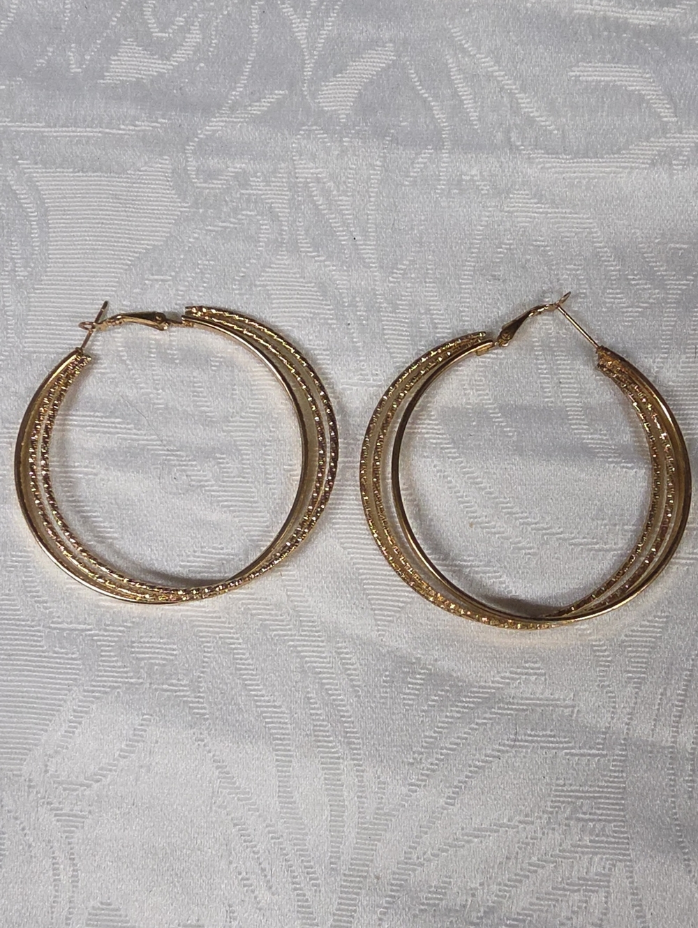 Gold-Tone Textured Double-Hoop Earrings